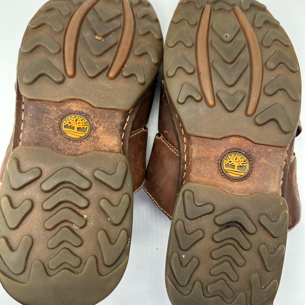 Timberland Smart Comfort System Brown Mens Leather Slides Sandals Size 12 WORN - Picture 3 of 7